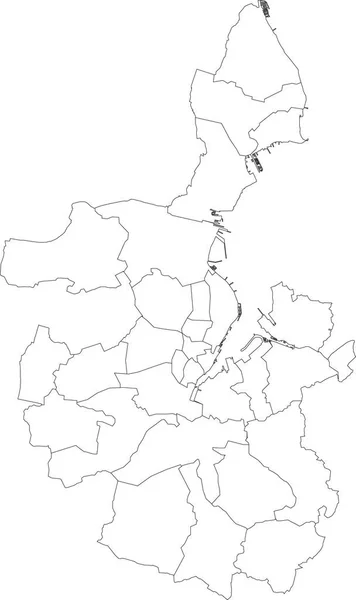 Mapa Administrativo Plano Blanco Vectorial Kiel Alemania Con Líneas Fronterizas — Vector de stock