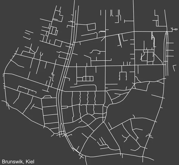 Szczegółowa Negatywna Nawigacja Białe Linie Ulice Miejskie Mapa Brunswik District — Wektor stockowy