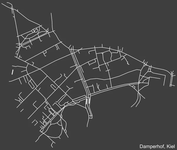 Подробная Негативная Навигация Белые Линии Городских Улиц Карта Damperhof District — стоковый вектор