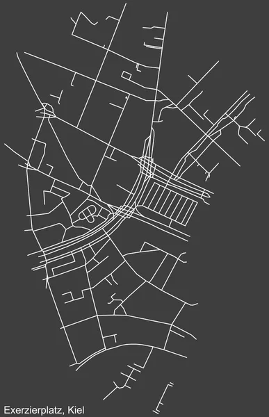 Navegação Detalhada Black Lines Urban Street Roads Mapa Exerzierplatz District — Vetor de Stock