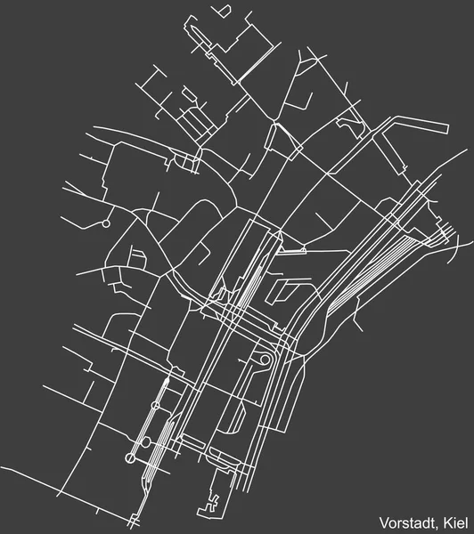 Navegação Detalhada Black Lines Urban Street Roads Mapa Vorstadt District — Vetor de Stock