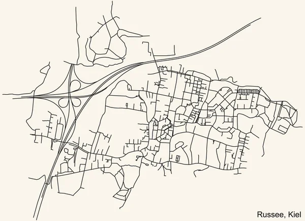 Подробная Навигация Черные Линии Городских Улиц Карта Russee District Немецкой — стоковый вектор