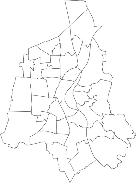 Mapa Administrativo Plano Blanco Vectorial Magdeburg Alemania Con Líneas Fronterizas — Archivo Imágenes Vectoriales