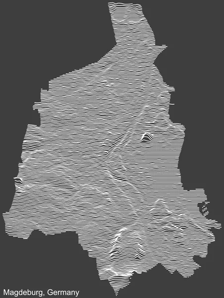 Topograficzna Ujemna Mapa Miasta Magdeburg Niemcy Białymi Liniami Konturowymi Ciemnoszarym — Wektor stockowy