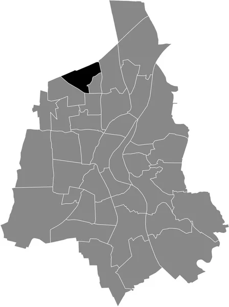 德国Magdeburg灰色行政地图内的Slzegrund District黑色平面突出显示空白位置图 — 图库矢量图片