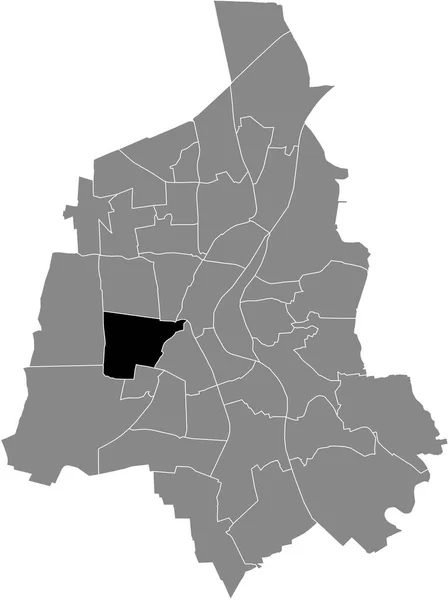 德国Magdeburg灰色行政地图内的Sudenburg District黑色平面突出显示空白位置图 — 图库矢量图片