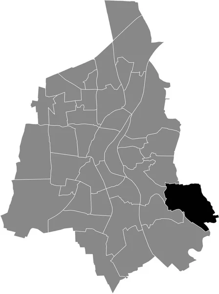 德国Magdeburg灰色行政地图内的Pechau District黑色平面突出显示空白位置图 — 图库矢量图片