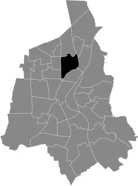 德国Magdeburg灰色行政地图内Neue Neustadt District的黑色平面突出显示空白位置图 — 图库矢量图片