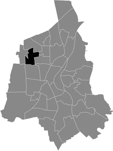 德国Magdeburg灰色行政地图内的Neu Olvenstedt District黑色平面突出显示空白位置图 — 图库矢量图片