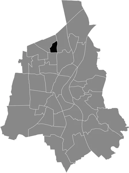 德国Magdeburg灰色行政地图内的Kannenstieg District黑色平面突出显示空白位置图 — 图库矢量图片