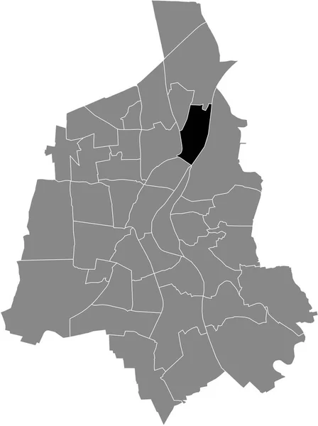 德国Magdeburg灰色行政地图内Magdeburg Industriehafen District的黑色平面突出显示空白位置图 — 图库矢量图片