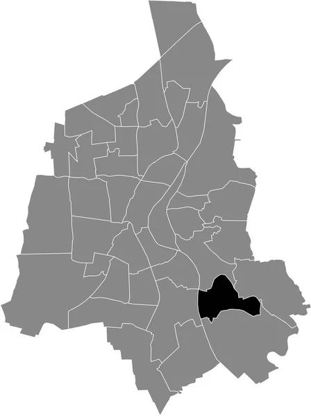 德国Magdeburg灰色行政地图内的Kreuzhorst District黑色平面突出显示空白位置图 — 图库矢量图片