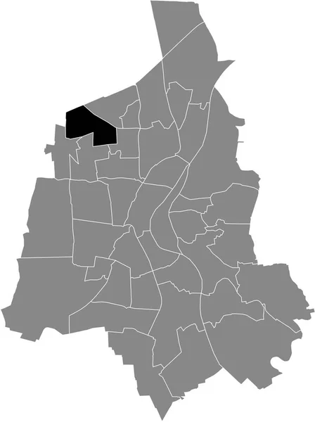 Μαύρο Επίπεδο Κενό Τονισμένο Χάρτη Θέση Του Groer Silberg District — Διανυσματικό Αρχείο