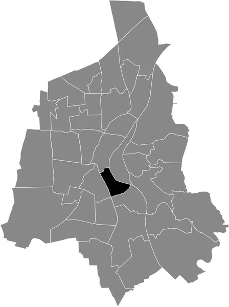 Plano Negro Blanco Destacado Mapa Ubicación Del Buckau District Dentro — Archivo Imágenes Vectoriales