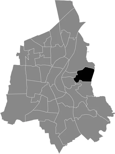 德国Magdeburg灰色行政地图内Berliner Chaussee District的黑色平面突出显示空白位置图 — 图库矢量图片