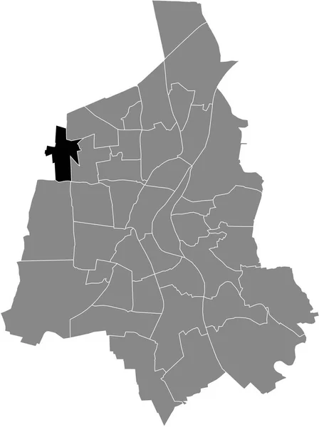 Magdeburg Germanyの灰色の行政地図の中のAlt Olvenstedt地区の黒いフラットブランク強調表示された場所マップ — ストックベクタ