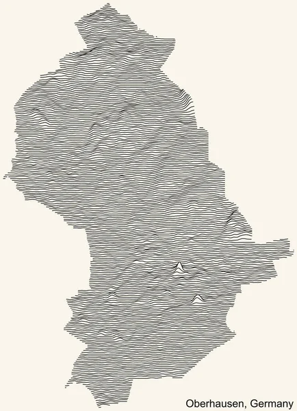 Mapa Topográfico Relieve Ciudad Oberhausen Alemania Con Líneas Contorno Negro — Archivo Imágenes Vectoriales
