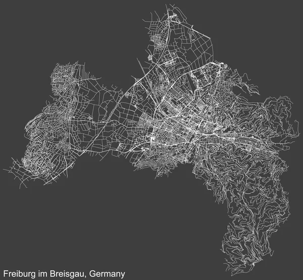 Navegación Negativa Detallada Líneas Blancas Calle Urbana Mapa Carreteras Capital — Vector de stock