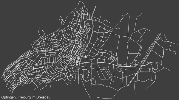 Navegação Negativa Detalhada Linhas Brancas Ruas Urbanas Mapa Opfingen District — Vetor de Stock