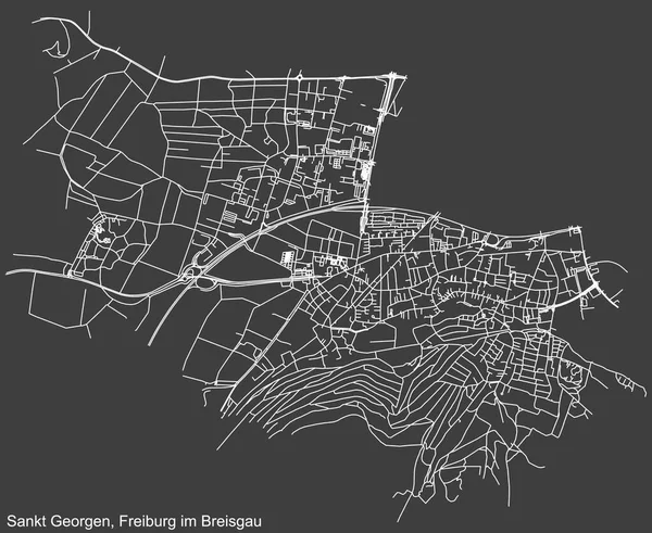 Alman bölgesel başkenti Freiburg im Breisgau 'nun SANKT GEORGEN DISTRICT şehir haritasının açık yol haritası