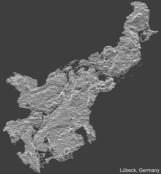 Topográfico Mapa Relevo Negativo Cidade Lbeck Alemanha Com Linhas Contorno —  Vetores de Stock