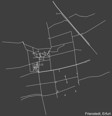 Almanya 'nın başkenti Erfurt' un FRIENSTEDT DISTRICT 'inin koyu gri arka planıyla ilgili ayrıntılı olumsuz navigasyon beyaz çizgileri