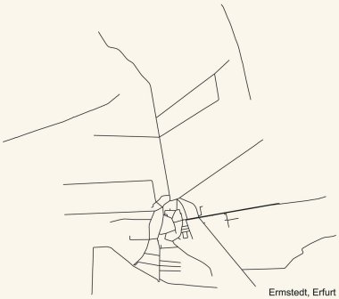 Alman bölgesel başkenti Erfurt 'un ERMSTEDT DISTRICT şehir haritasının ayrıntılı seyir çizgileri