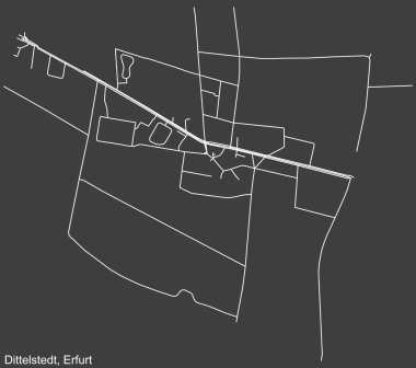 Almanya 'nın başkenti Erfurt' un Alman bölgesel başkentinin kentsel yol haritasının ayrıntılı olumsuz seyrüsefer beyaz çizgileri koyu gri arka planda