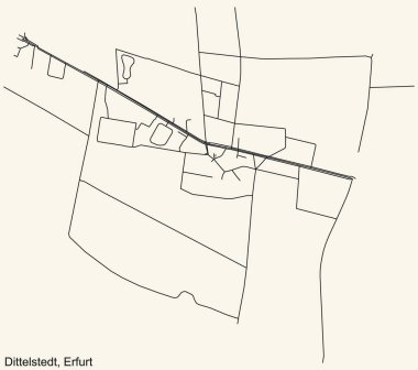 Almanya 'nın başkenti Erfurt' un Alman bölgesel başkentinin kentsel sokak haritasının ayrıntılı seyir çizgileri bej arka planda