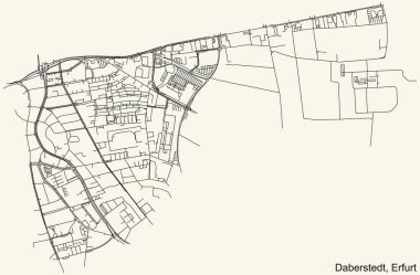 Alman bölgesel başkenti Erfurt 'un DABERSTEDT DISTRICT şehir haritasının ayrıntılı seyir çizgileri