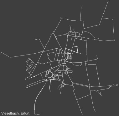 Almanya 'nın başkenti Erfurt' un VİESELBACH DISTRICT 'inin koyu gri arka planıyla ilgili ayrıntılı olumsuz navigasyon beyaz çizgileri