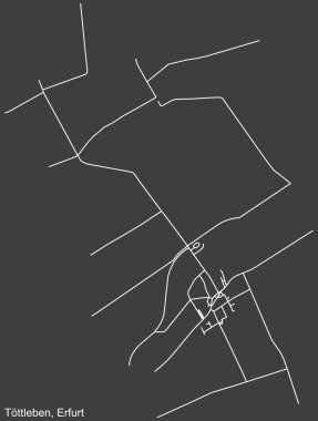 Almanya 'nın başkenti Erfurt' un TTTLEBEN DISTRICT kentsel yol haritasının ayrıntılı olumsuz seyrüsefer beyaz çizgileri koyu gri arka plan üzerine