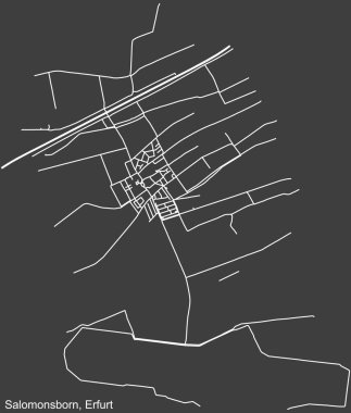 Almanya 'nın başkenti Erfurt' ta yer alan SALOMONSBORN DISTRICT 'un şehir caddeleri haritası koyu gri arka planda ayrıntılı olarak çizildi