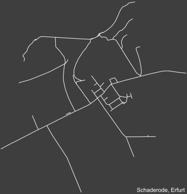Almanya 'nın başkenti Erfurt' un SCHADERODE DISTRICT kentsel yol haritasının ayrıntılı olumsuz seyrüsefer beyaz çizgileri koyu gri arka planda
