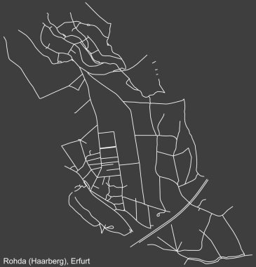 Almanya 'nın başkenti Erfurt' ta bulunan ROHDA 'nın (HAARBERG) kentsel yol haritası üzerinde ayrıntılı olumsuz navigasyon beyaz çizgileri