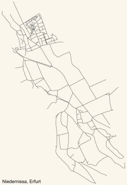 Alman bölgesel başkenti Erfurt 'un NIEDERNISSA DISTRICT kentsel yol haritasının ayrıntılı seyir çizgileri