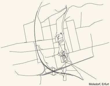 Alman bölgesel başkenti Erfurt 'un MOLSDORF DISTRICT kentsel yol haritasının ayrıntılı seyir çizgileri