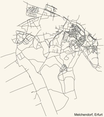 Alman bölgesel başkenti Erfurt 'un MELCHENDORF DISTRICT kentsel yol haritasının ayrıntılı seyir çizgileri