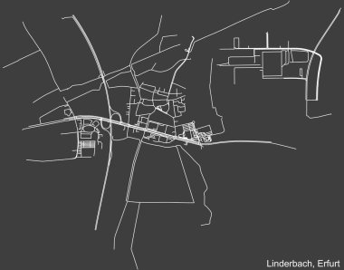 Almanya 'nın başkenti Erfurt' un LINDERBACH DISTRICT kentsel yol haritasının ayrıntılı olumsuz seyrüsefer beyaz çizgileri koyu gri arka plan üzerine