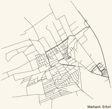Alman bölgesel başkenti Erfurt 'un MARBACH DISTRICT kentsel yol haritasının ayrıntılı seyrüsefer çizgileri
