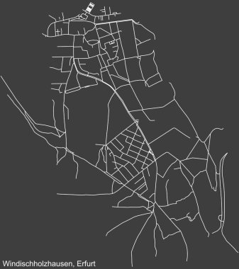Almanya 'nın başkenti Erfurt' un WINDISCHHOLZHAUSEN BÖLGESİ 'nin şehir caddeleri haritası üzerinde ayrıntılı olumsuz navigasyon beyaz çizgileri