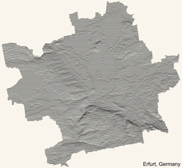 Mappa Topografica Della Città Erfurt Germania Con Linee Contorno Nere — Vettoriale Stock