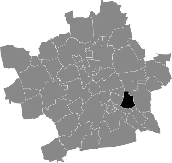 Černá Plochá Prázdná Zvýrazněná Mapa Lokality Urbich District Šedé Administrativní — Stockový vektor