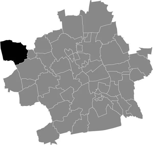 Almanya Nın Erfurt Kentinin Gri Idari Haritasında Tttelstdt Siyah Düz — Stok Vektör