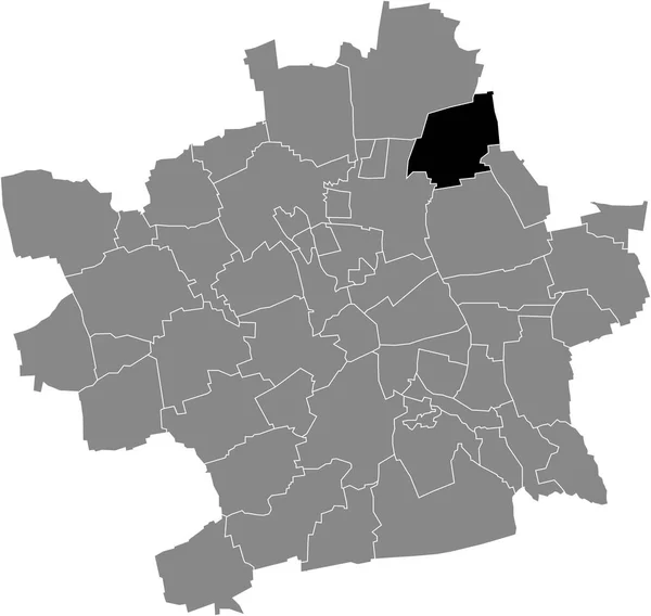 Zwarte Platte Blanco Gemarkeerde Locatiekaart Van Schwerborn District Grijze Administratieve — Stockvector