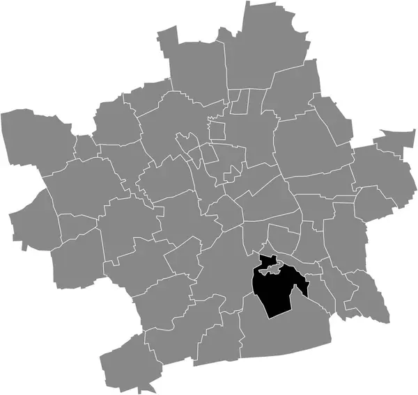 Schwarze Flache Blanko Hervorgehobene Lagekarte Des Melchendorf District Innerhalb Der — Stockvektor