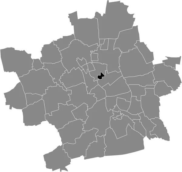 Zwarte Platte Blanco Gemarkeerde Locatiekaart Van Johannesplatz District Grijze Administratieve — Stockvector