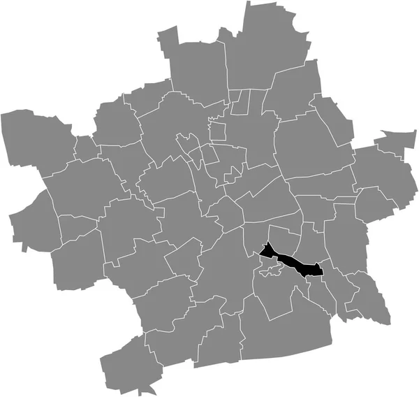 Zwarte Platte Blanco Gemarkeerde Locatiekaart Van Herrenberg District Grijze Administratieve — Stockvector