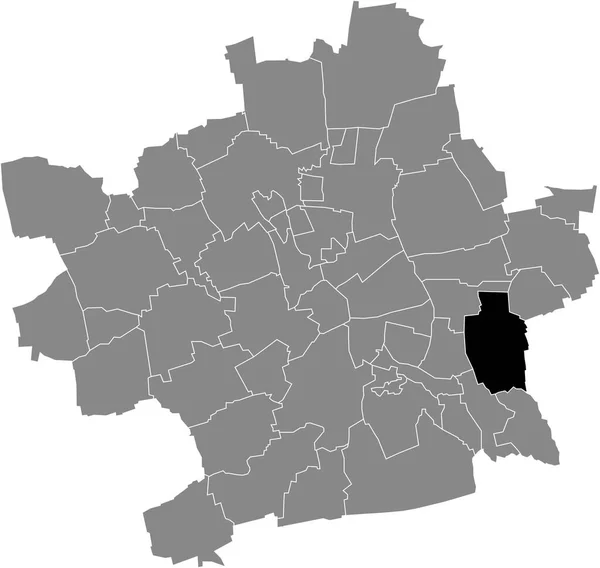 Schwarze Flache Blanko Hervorgehobene Lagekarte Des Bleben District Innerhalb Der — Stockvektor