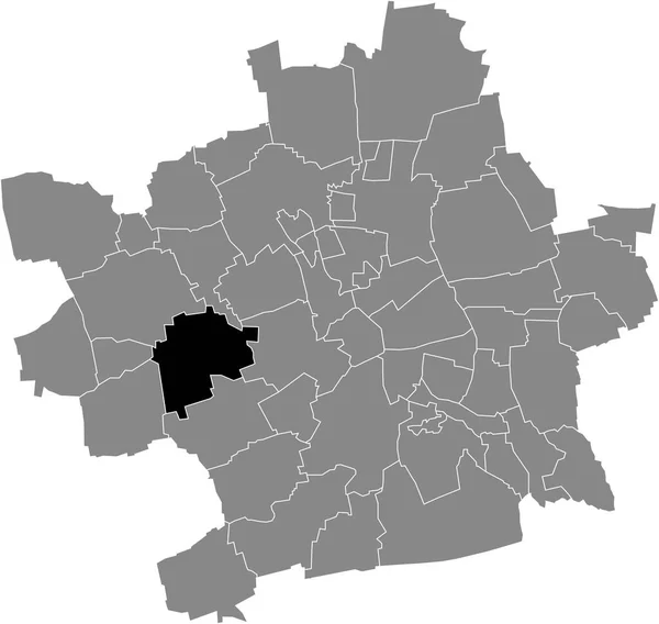 Zwarte Platte Blanco Gemarkeerde Locatiekaart Van Bindersleben District Grijze Administratieve — Stockvector